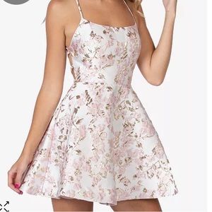 Macys pink floral homecoming dress